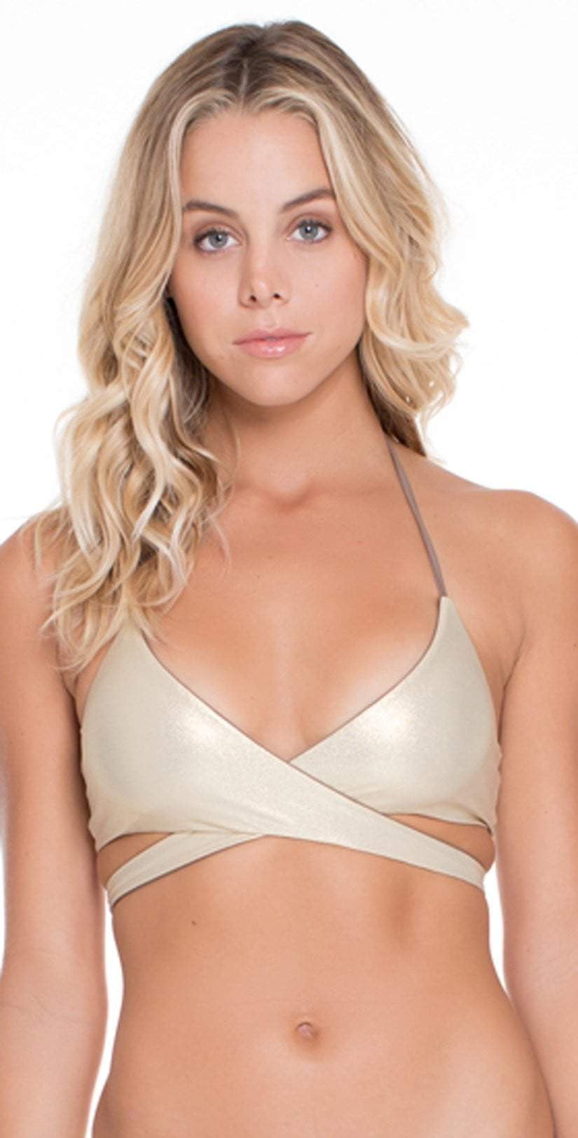  Luli Fama Cosita Buena Halter Bikini Top In Sandy Toes