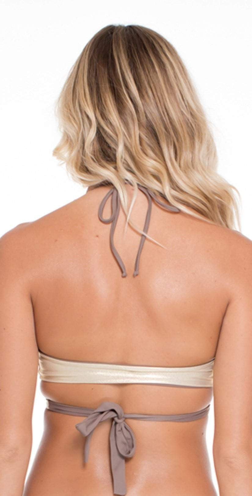  Luli Fama Cosita Buena Halter Bikini Top In Sandy Toes