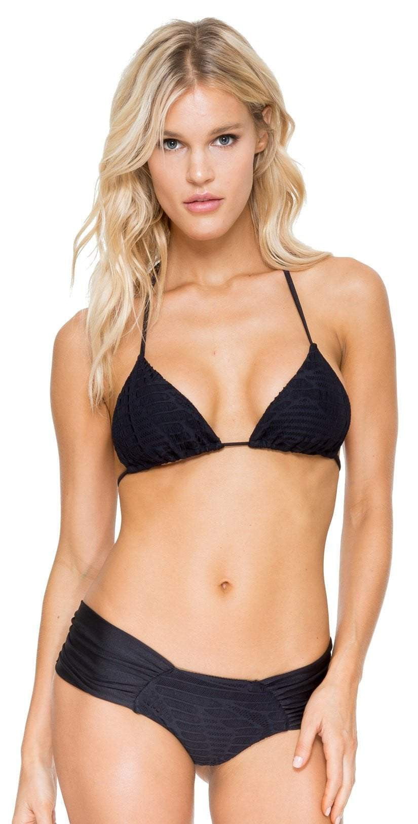  Luli Fama El Carnaval Scrunch Side Bikini Bottom In Black