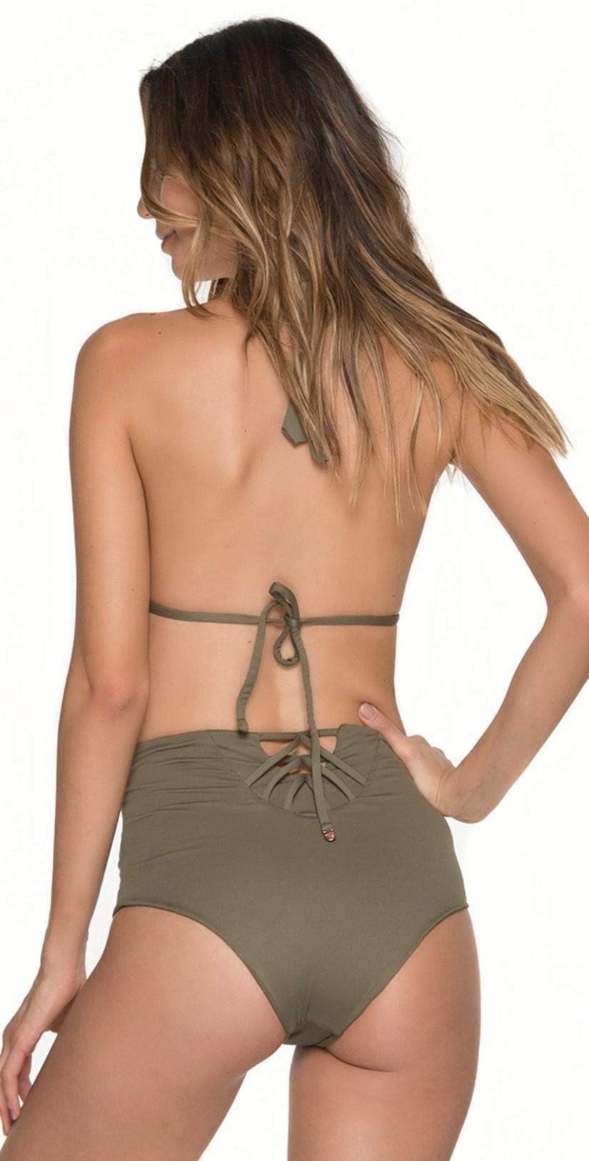  Malai Must Fishbone High Waist Bottom In Army Green B00371-ARMY