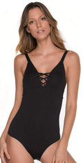  Malai Chief Fishbone One Piece In Black OP0084-BLK