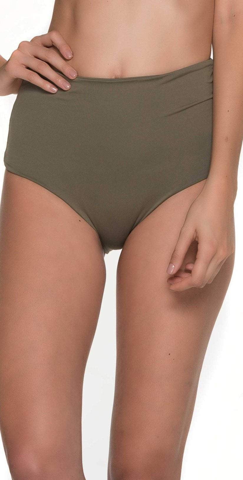  Malai Must Fishbone High Waist Bottom In Army Green B00371-ARMY
