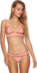  Beach Bunny Mia Long Line Bikini Top In Whiskey Rose