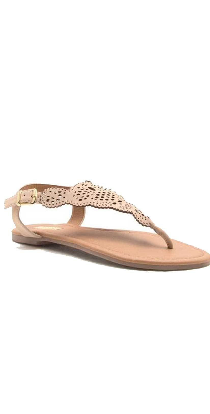  Qupid Shoes Archer Cut Out Sandal In Nude ARCHER-207X NUDE
