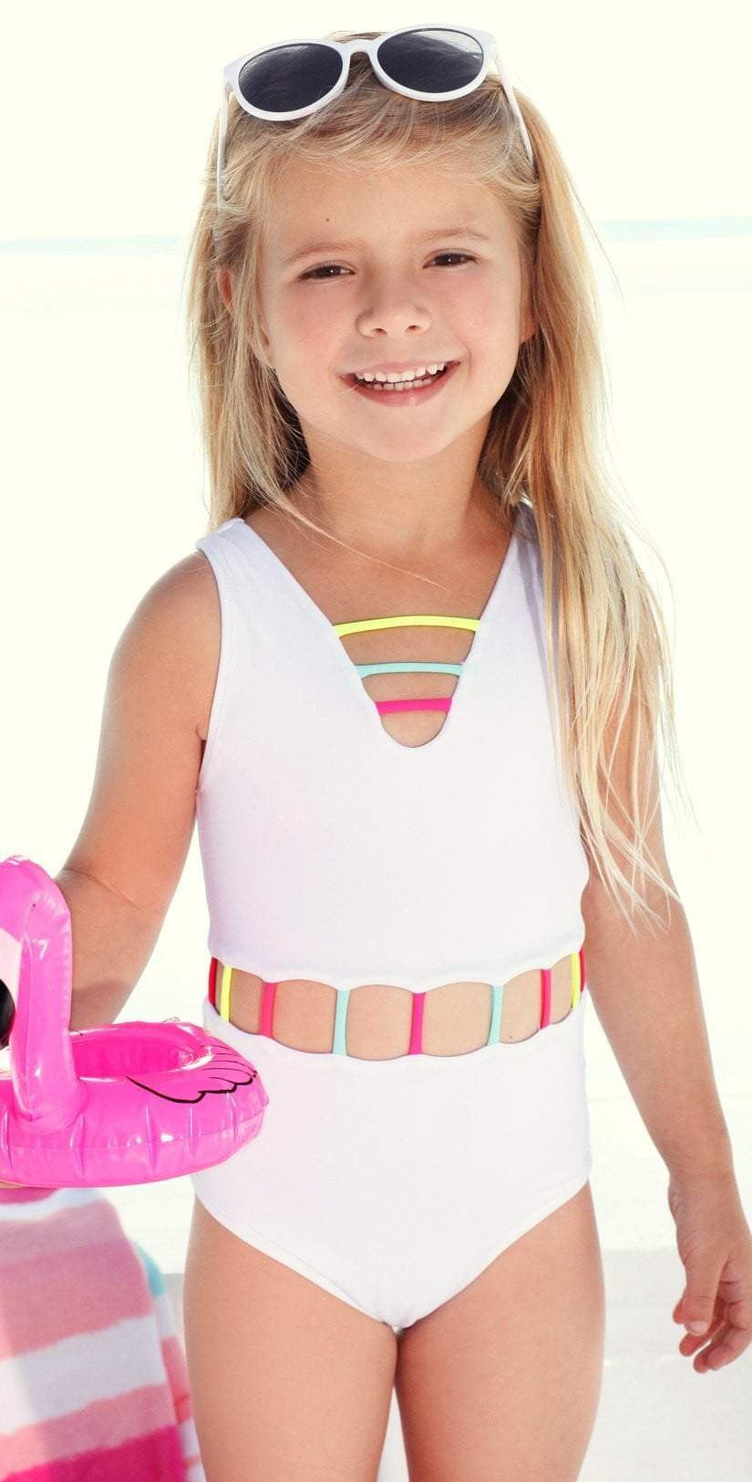  Little Peixoto Girls Jade One Piece Swimsuit In White 51706-S18