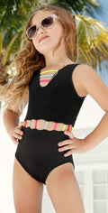  Little Peixoto Girls Jade One Piece Swimsuit In Black 51706-S46