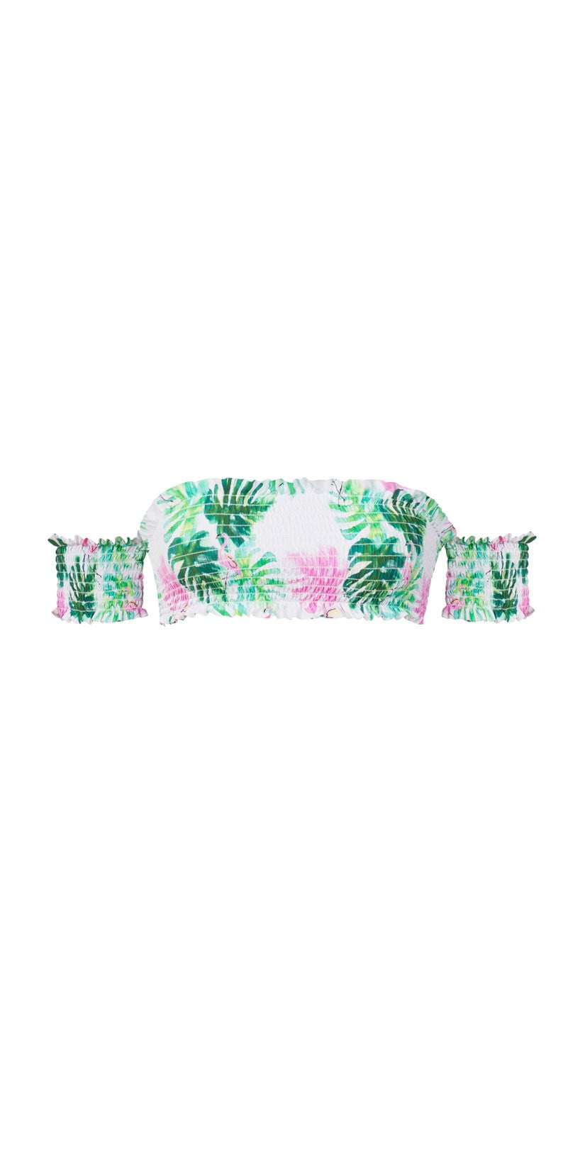  PilyQ Mingos Smocked Off The Shoulder Bikini Top