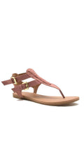  Qupid Shoes Archer Gladiator Thong Sandal In Mauve ARCHER-245 MAUVE