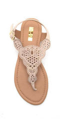  Qupid Shoes Archer Cut Out Sandal In Nude ARCHER-207X NUDE