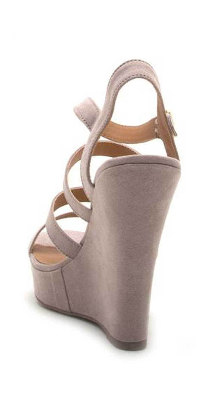  Qupid Shoes Glory Strappy Wedge Sandal In Taupe GLORY-179X TAUPE