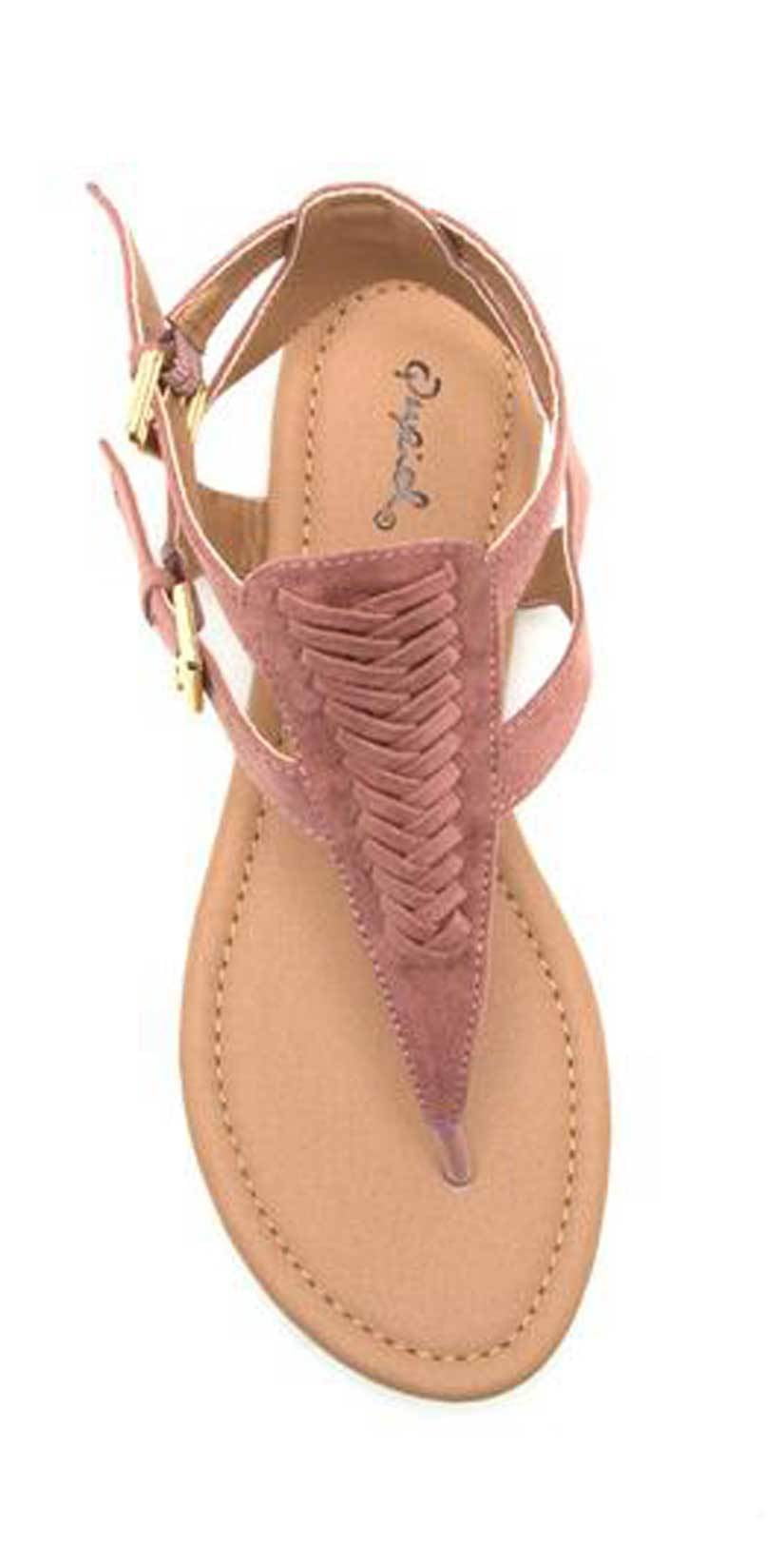  Qupid Shoes Archer Gladiator Thong Sandal In Mauve ARCHER-245 MAUVE