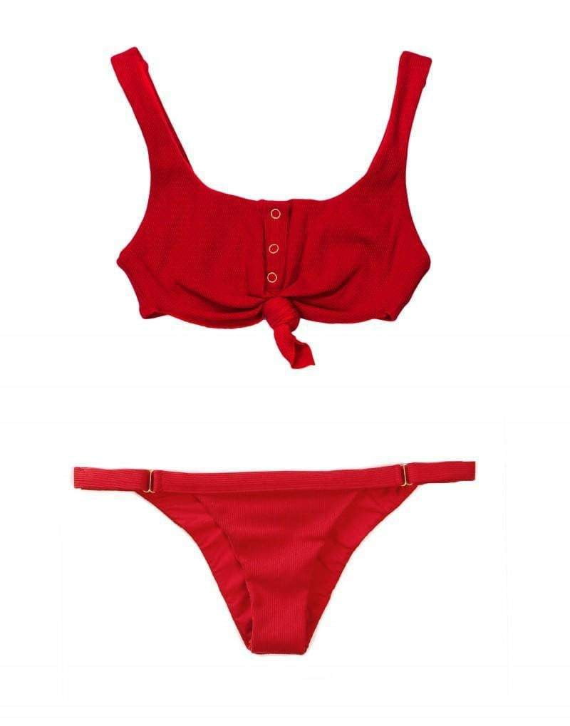  Beach Bunny Rib Tide Knot Top In Red B17125T0-REDD