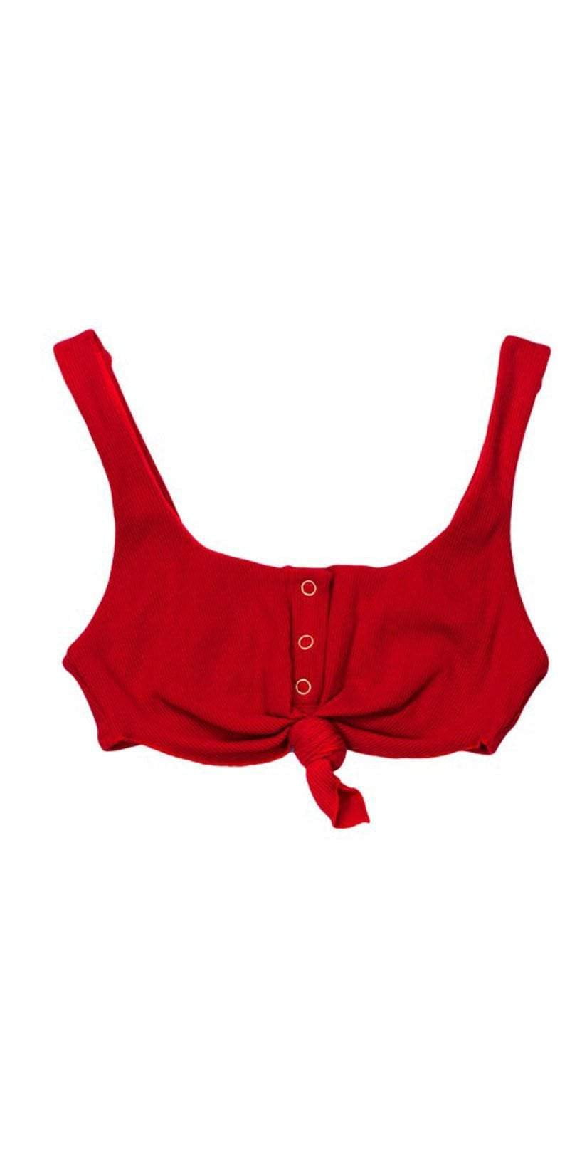  Beach Bunny Rib Tide Knot Top In Red B17125T0-REDD
