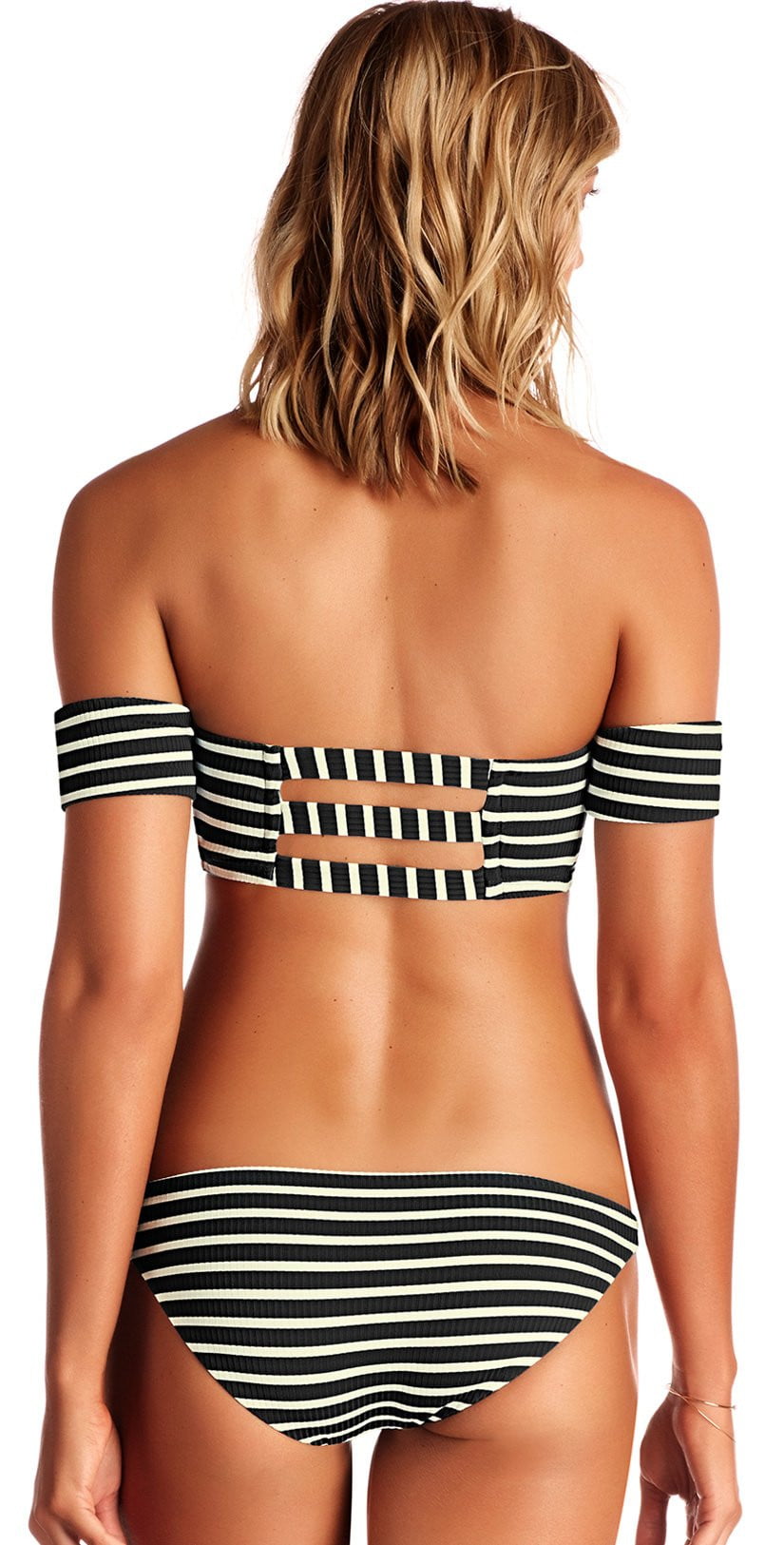  Vitamin A Havana Crop Top In Black Marin Stripe 85T MAR