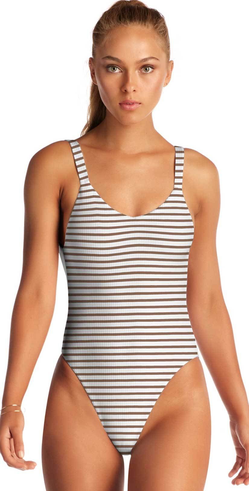  Vitamin A Leah One Piece Bodysuit In Coco Marin Stripe 76M MSD